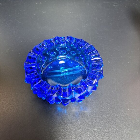 Fenton Cobalt Blue Hobnail Glass Ashtray Collectible Vintage Decorative Piece - Picture 5 of 13